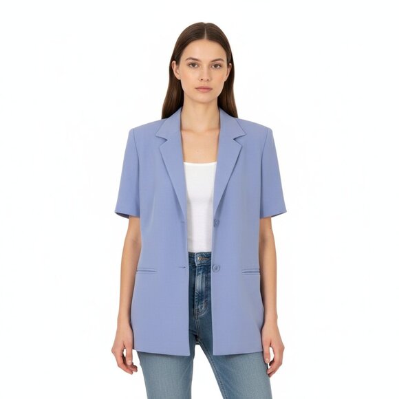 *Moda Petite Blue Short Sleeve Blazer - Picture 1 of 6